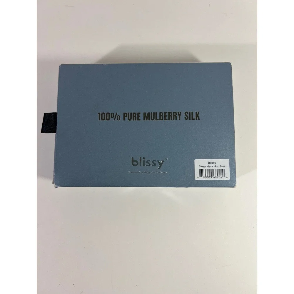 Blissy Mulberry Silk Sleep Mask Ash Blue NIB 22 Momme Weight Damage to box